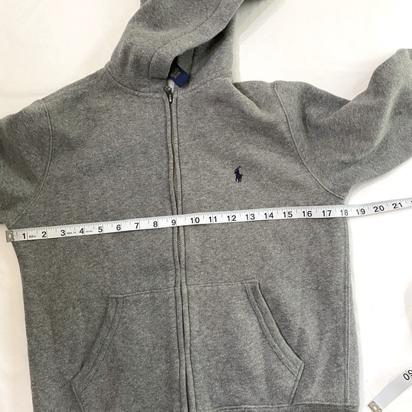 POLO Ralph Lauren Dark Gray Heather Zip Front Hoodie SZ M (10-12) - Picture 5 of 6